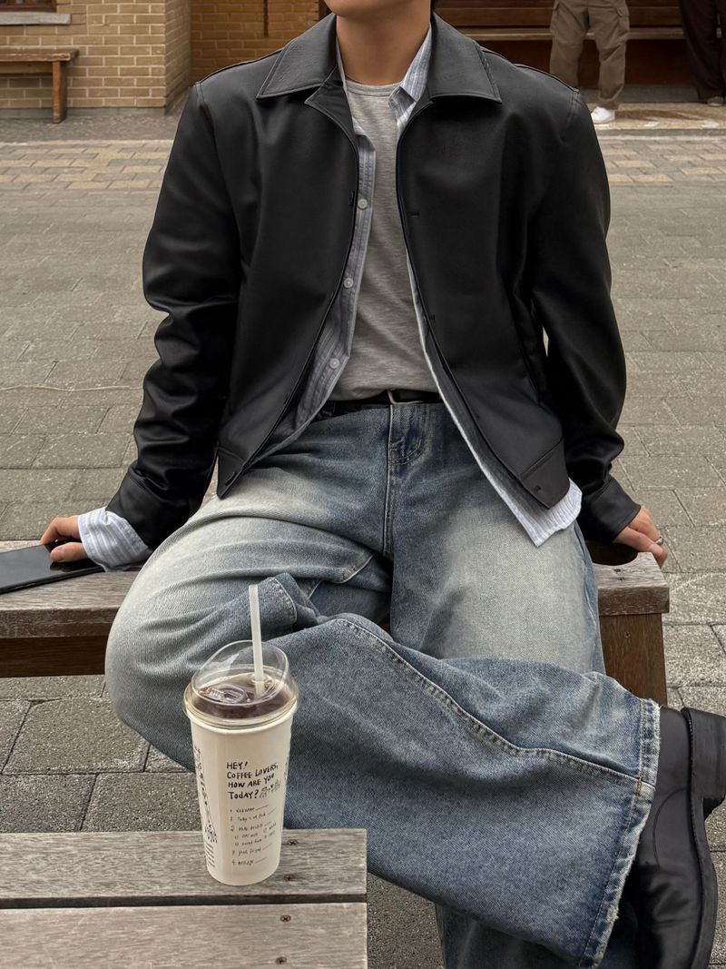 Double back pocket embossed denim pants