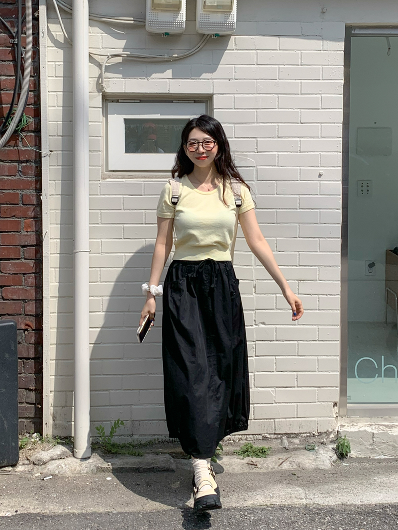 pumpkin balloon pocket long skirt
