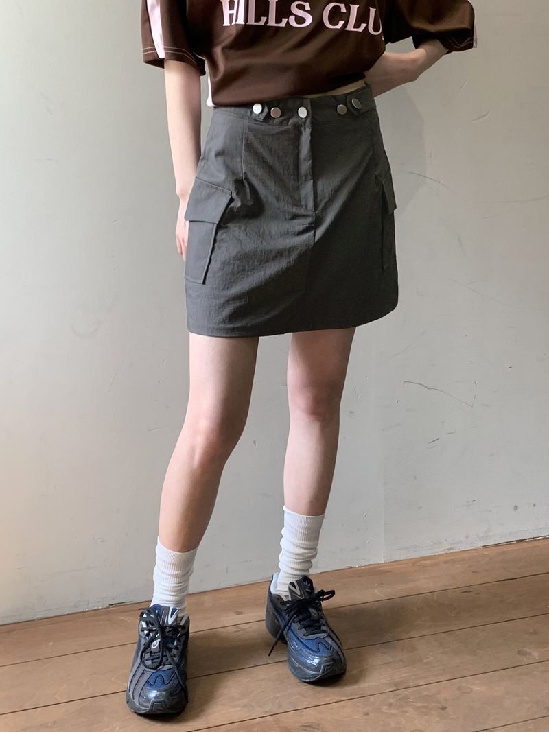 Naing Bijo Pocket Cargo Nylon Mini Skirt
