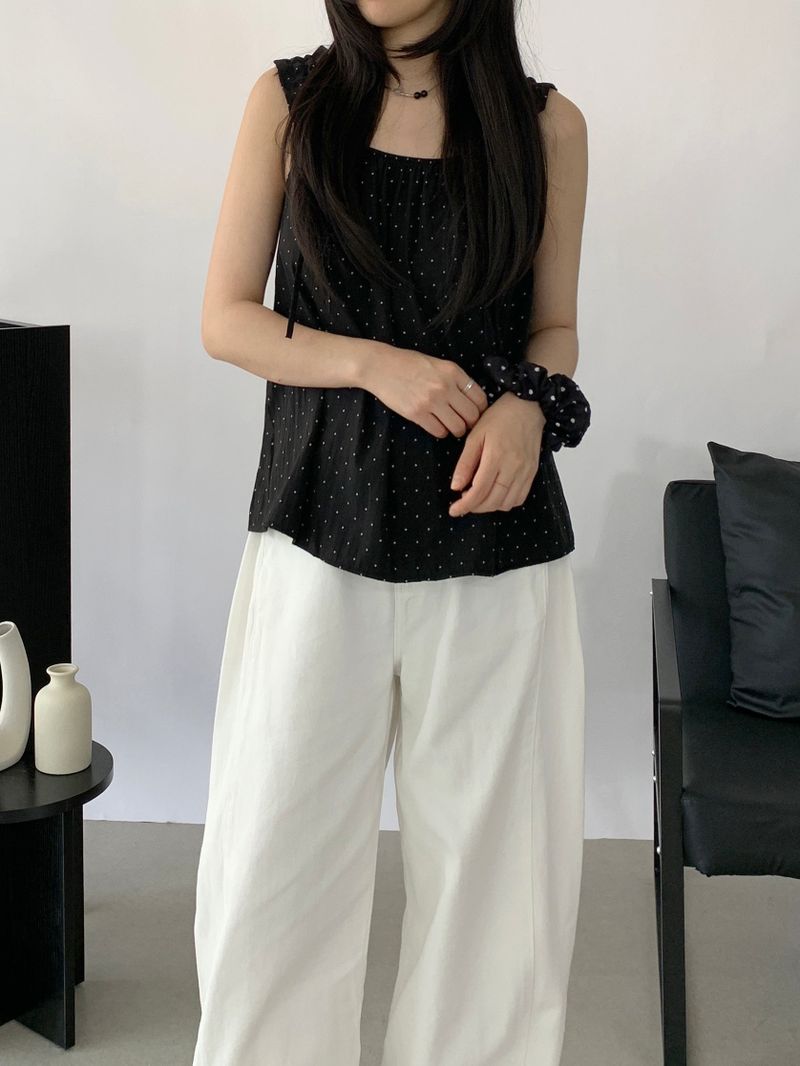 Liam Shirred Sleeveless Blouse