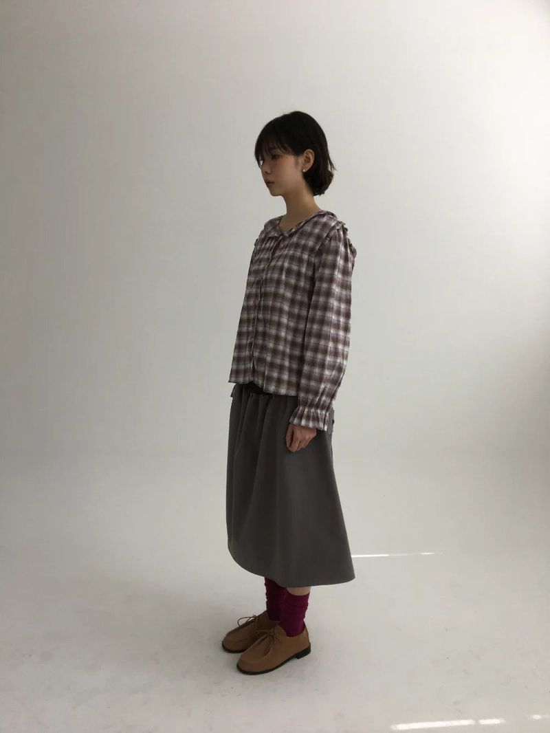 Dinf Frill Check Blouse (1color)