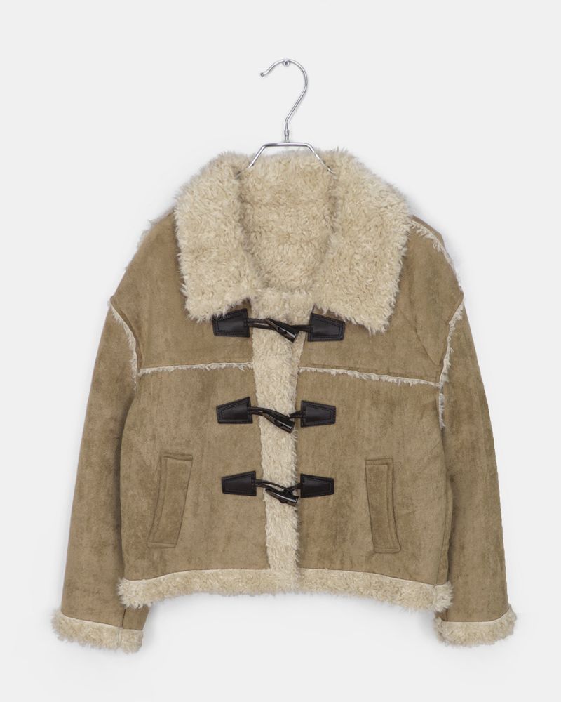 Semin Toggle Sherpa Fur Mustang Midi Jacket