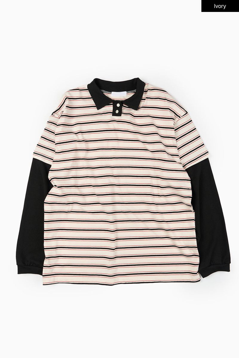 ダニエルレイヤードカラーレッドTシャツ
