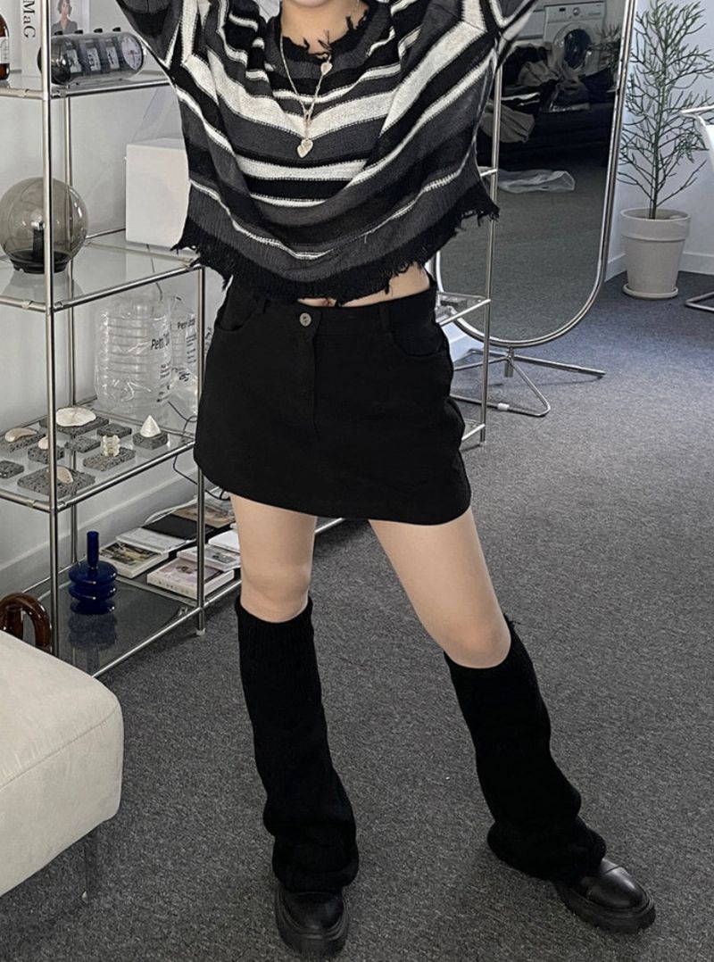 stripe grunge crop knit