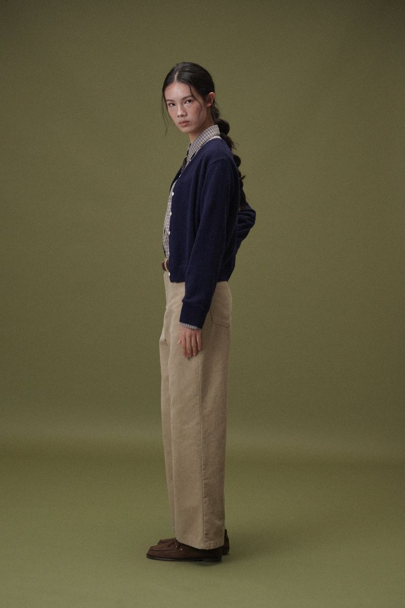 Camel round cardigan (Navy)
