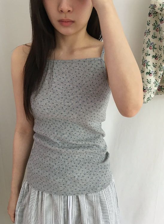 Hatil Floral Ribbed Sleeveless