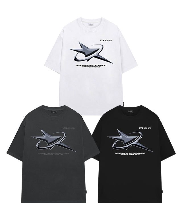 ODDSTUDIO（オッドスタジオ）の「Chrome Star Graphic Overfit T-shirt - 3COLOR（Tops）」