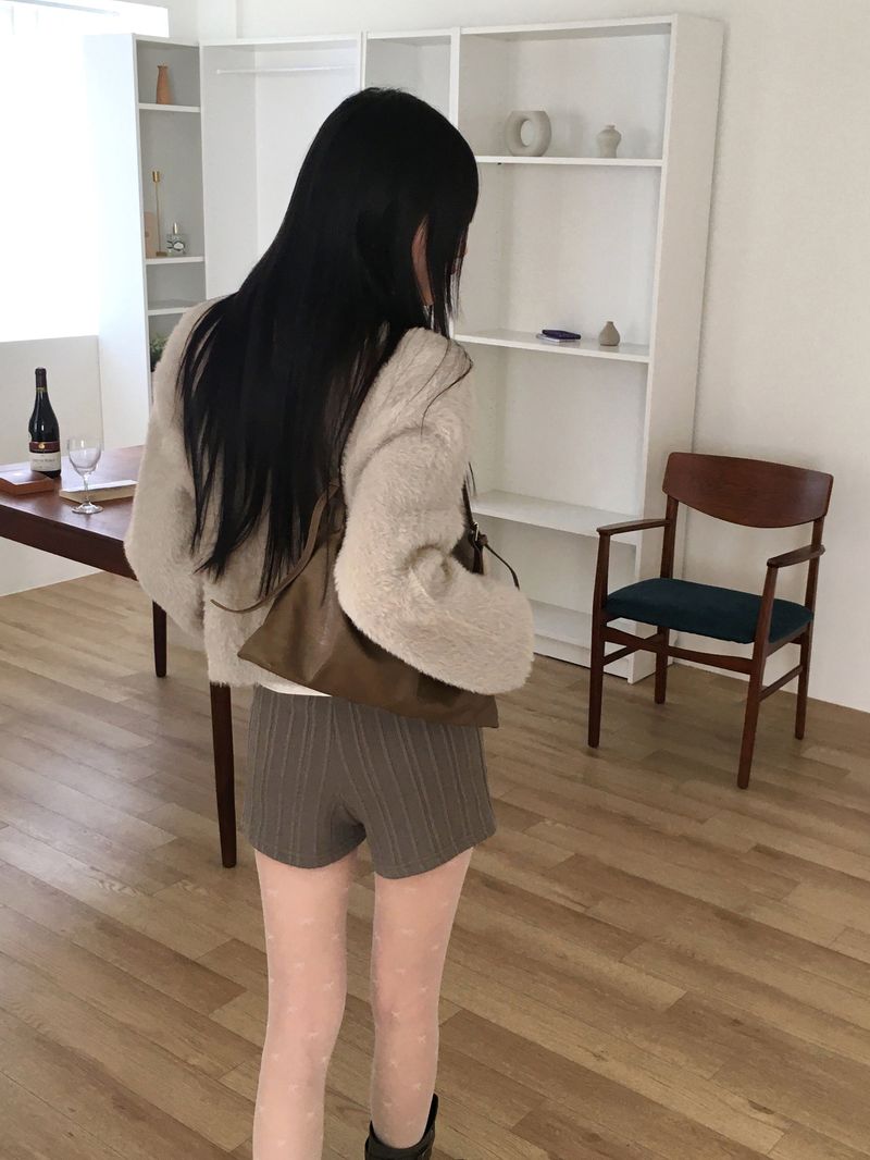 [Brushed lining] syoota ribbed short knit pants