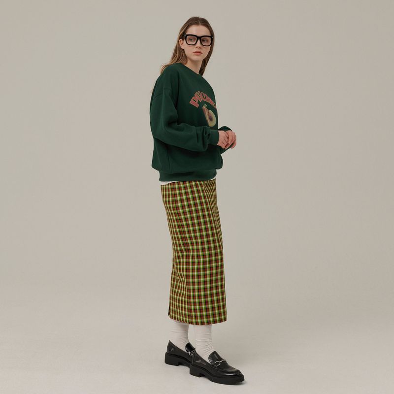 PEACHES DRAWING SWEATSHIRT_DEEP GREEN