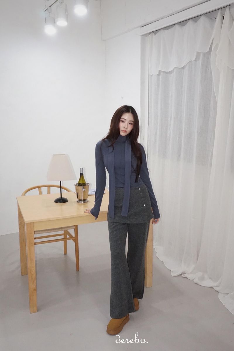 Layered skirt long knit pants