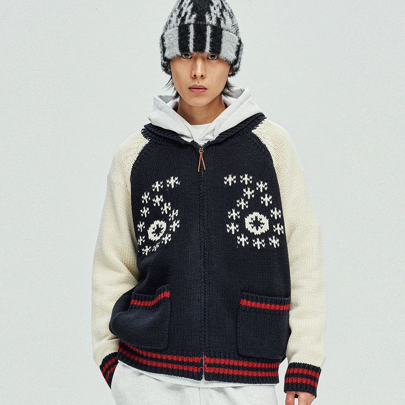 KND（ケイエンド）の「paisley cowichan cardigan navy（Tops）」