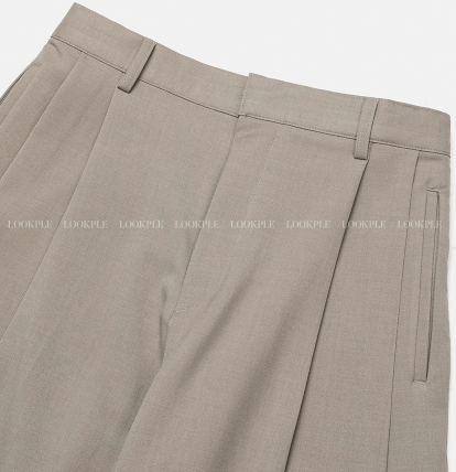 Deface Front Turtle Back Banding Wide Slacks
