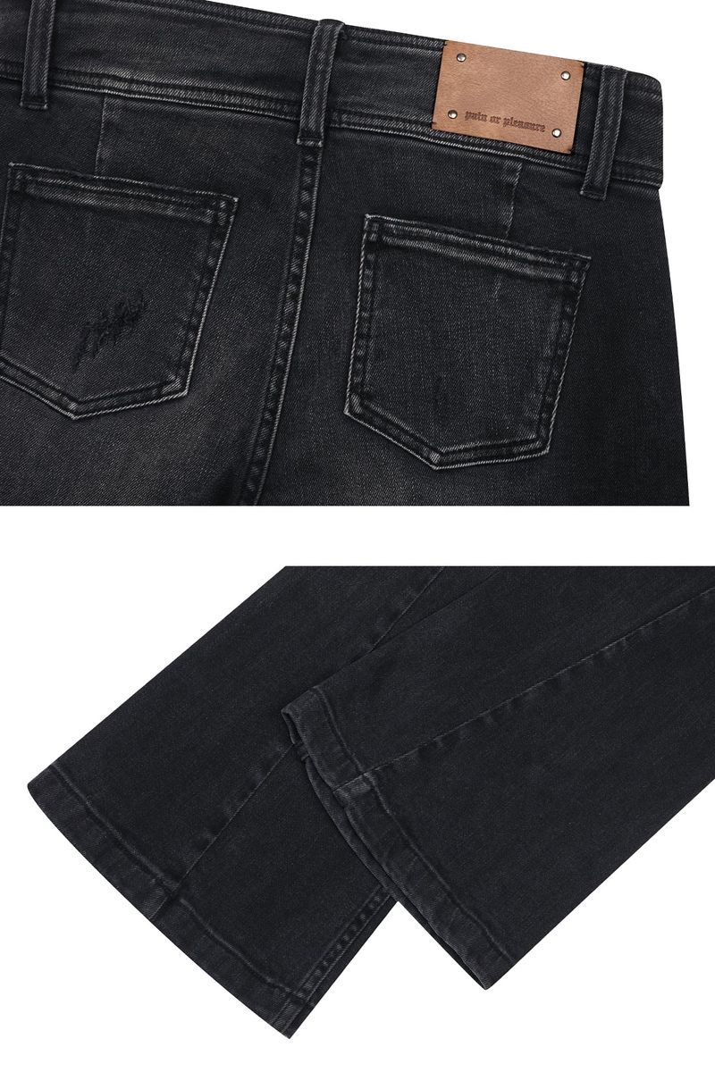 VERA BELTED BOOT-CUT DENIM black