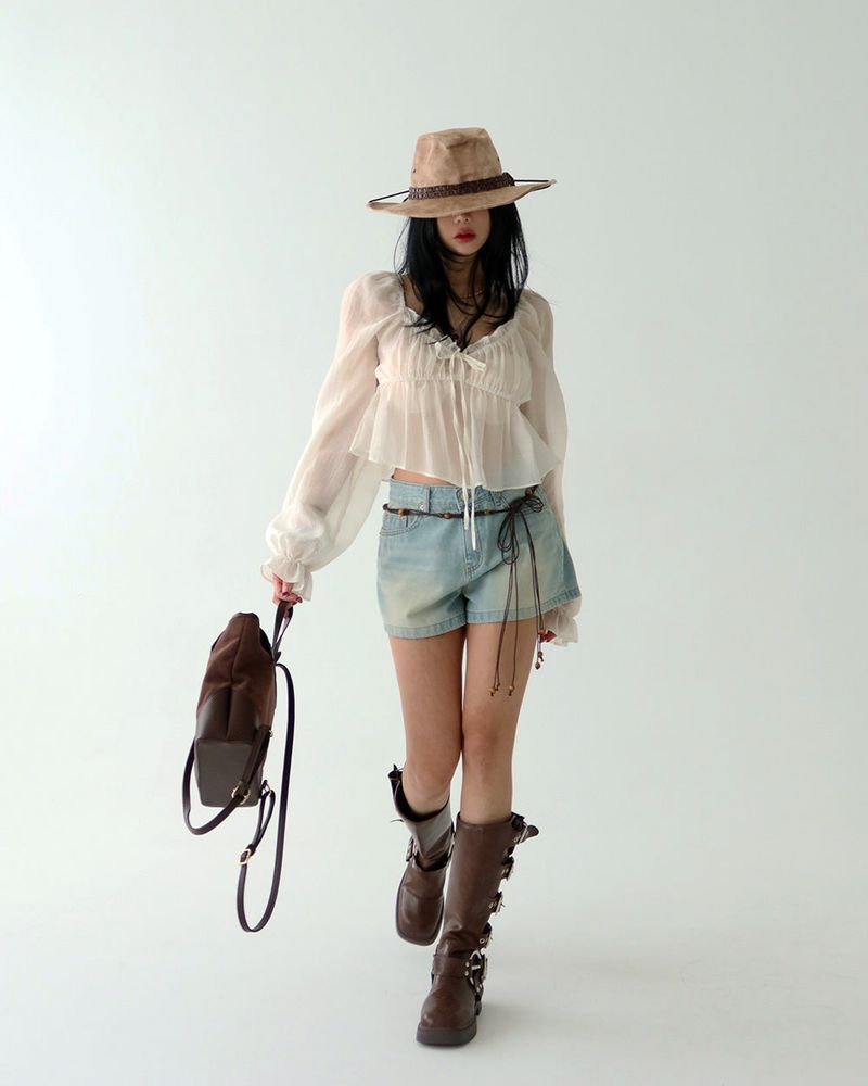 Delight-J（ディライトジェイ）の「protective chic frill see-through blouse（Tops）」