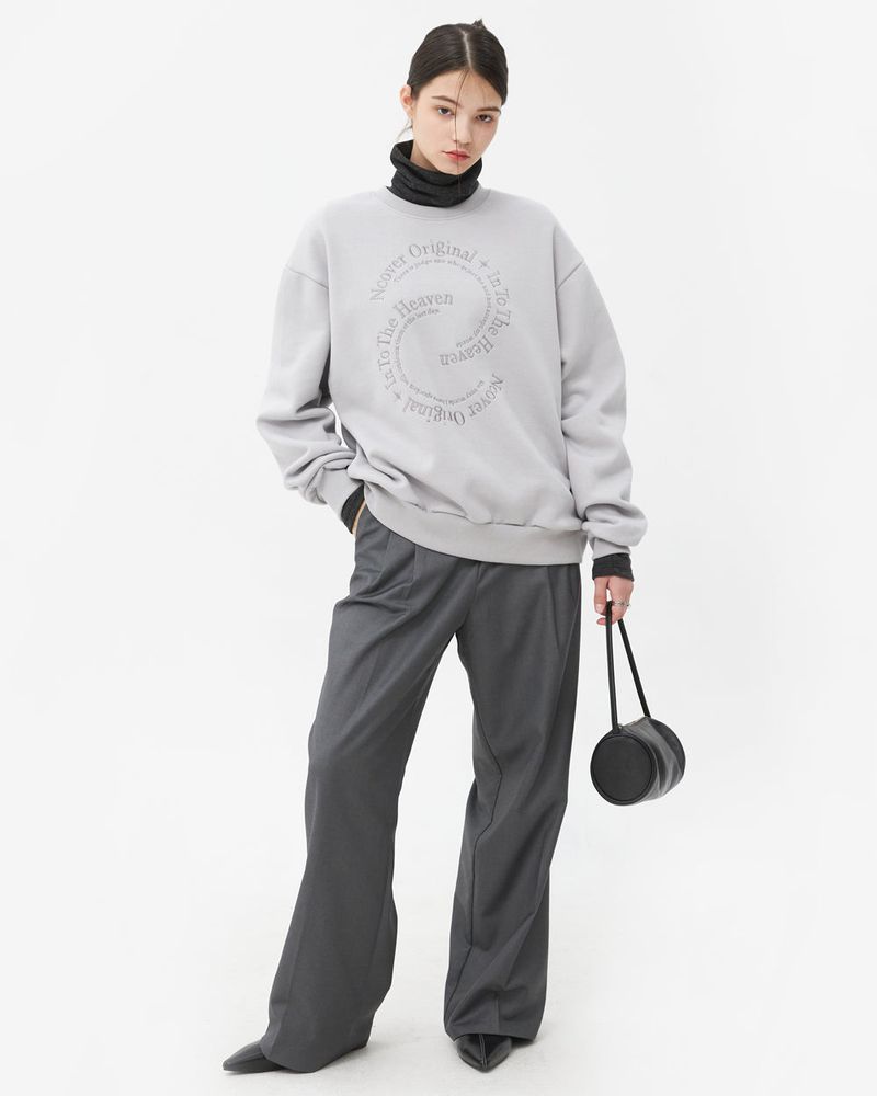 SEMICIRCLE TEXT SWEATSHIRT-GREY