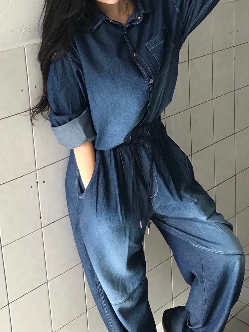Deep ocean denim set up shirt