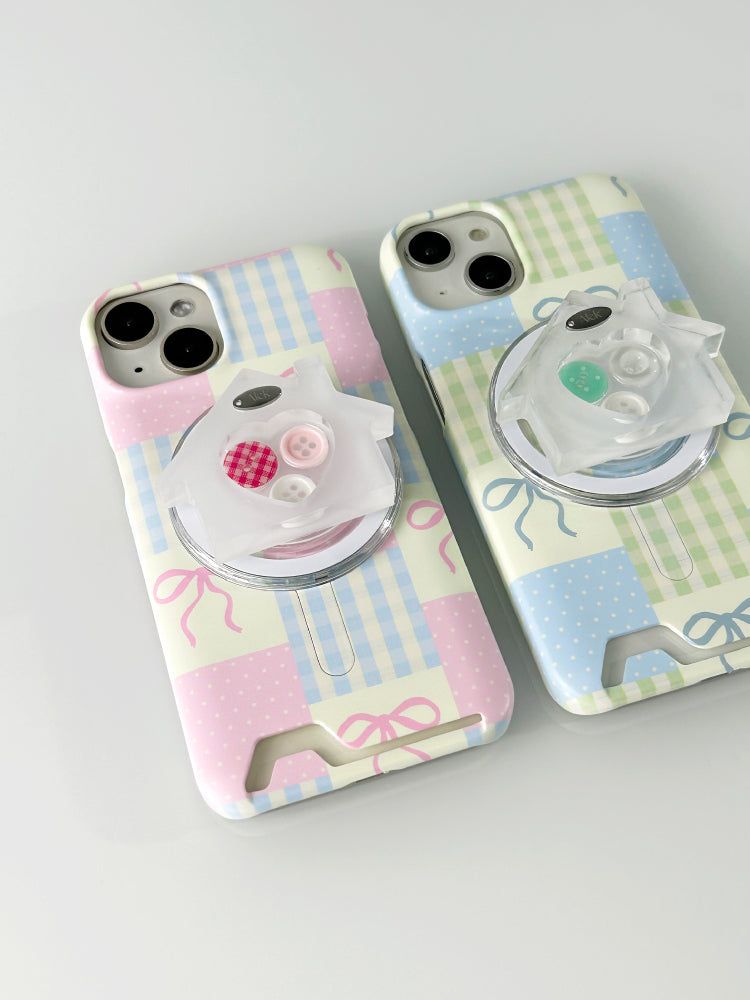 Ribbon Pattern Magsafe Card Hard Case(Pink)