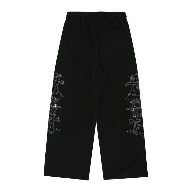 Stud Needle Work Sweat Pants - Black