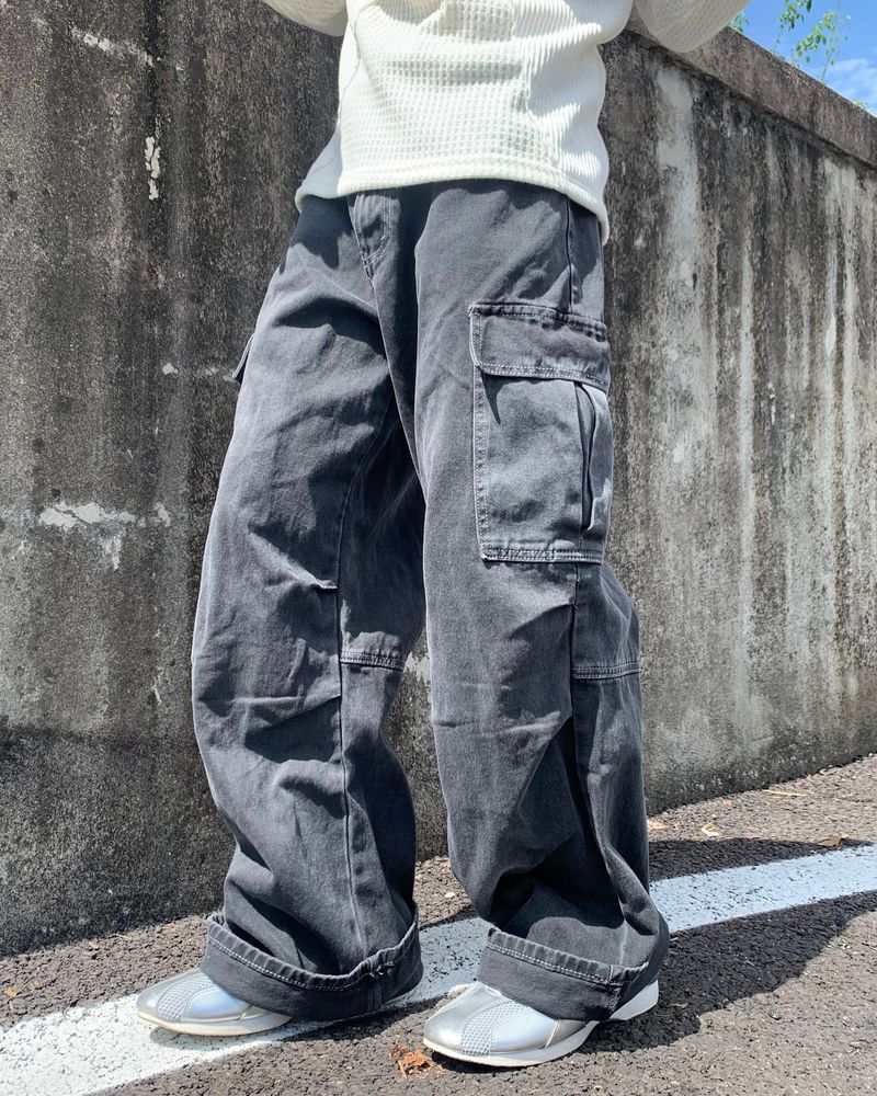 Deep-Dye Cotton Cargo Pants