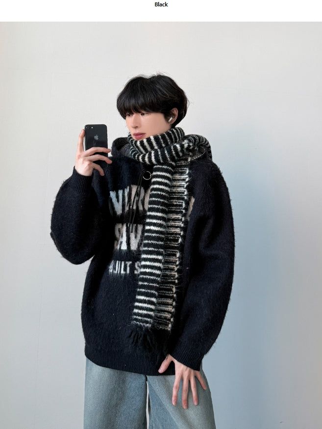 Nail Stripe Wool Muffler