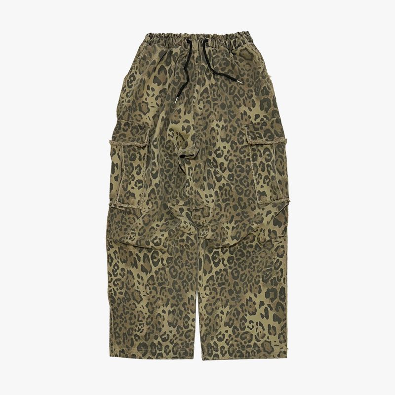 leopard grunge wide pants_beige