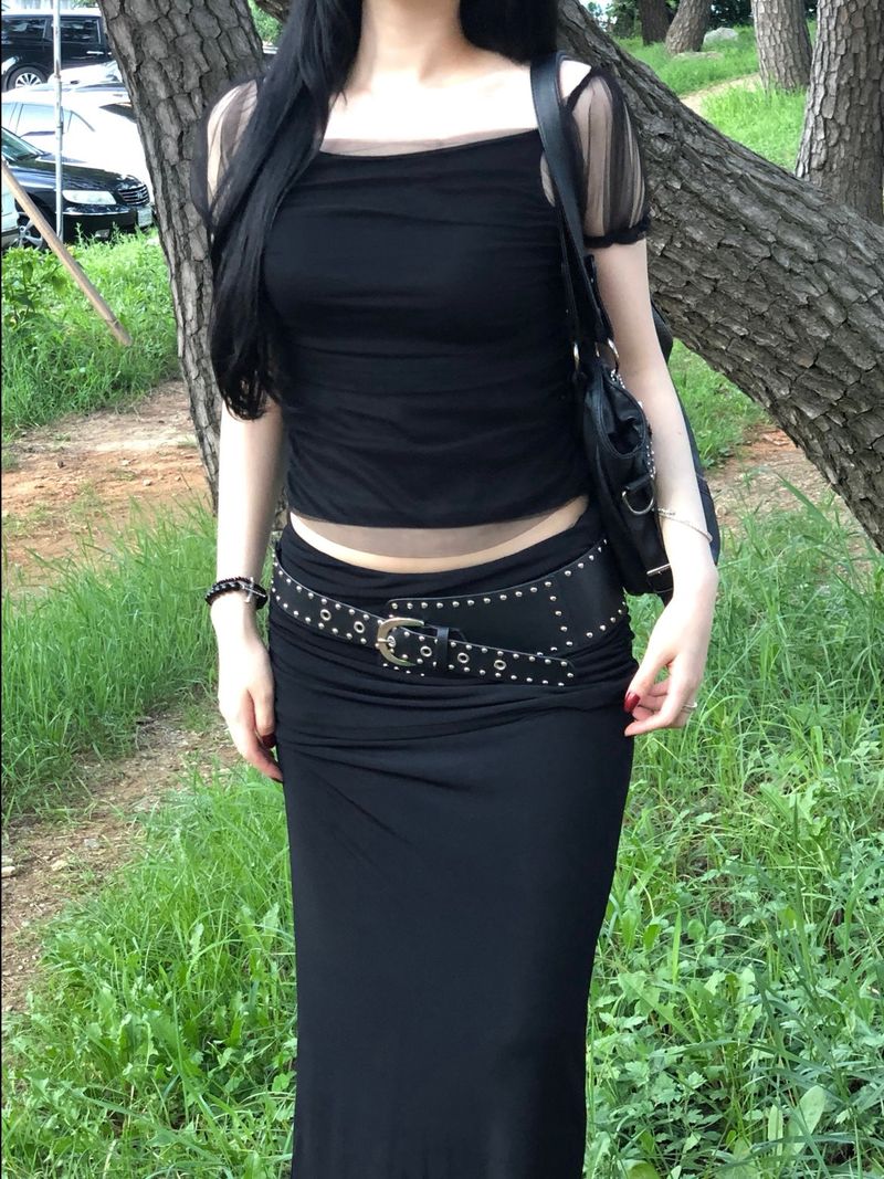 Jelly Shirring Long Skirt