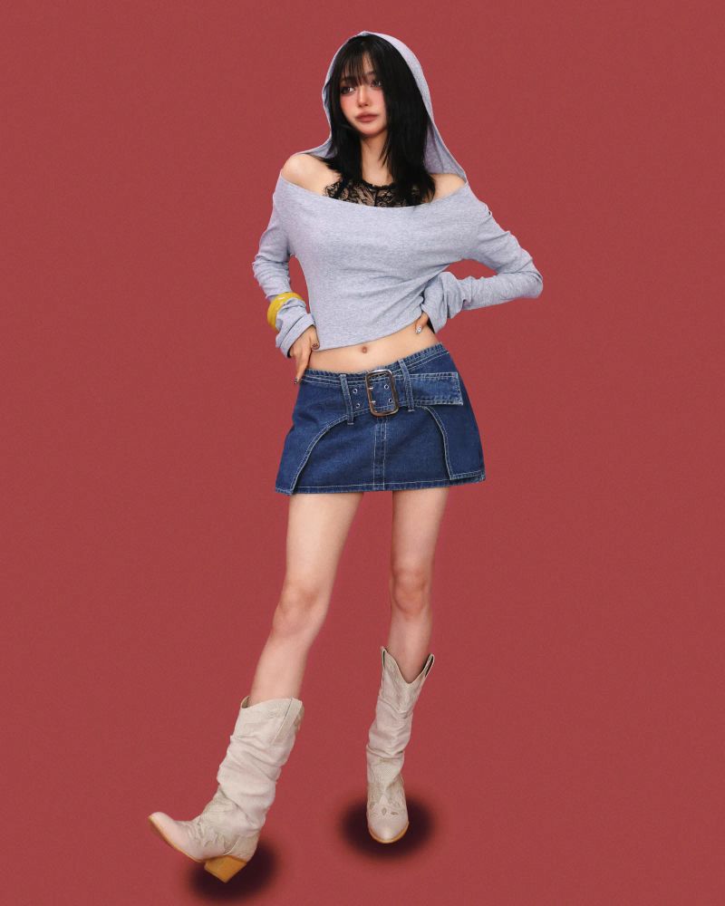 eve off-shoulder hood crop T