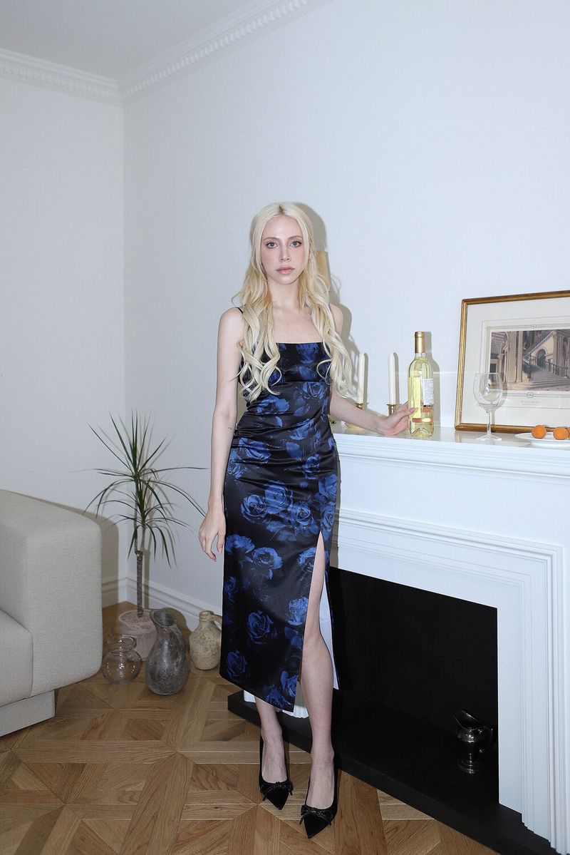 ROSE SLIT DRESS[blue]