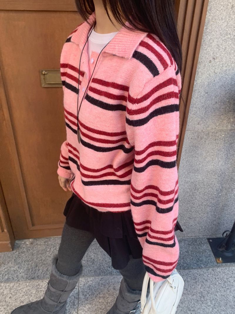 Candy Parade Collar Stripe Knit
