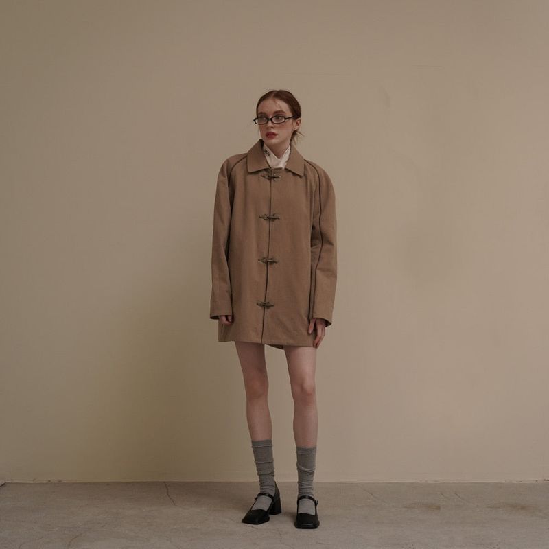 Beige Trench Half Coat