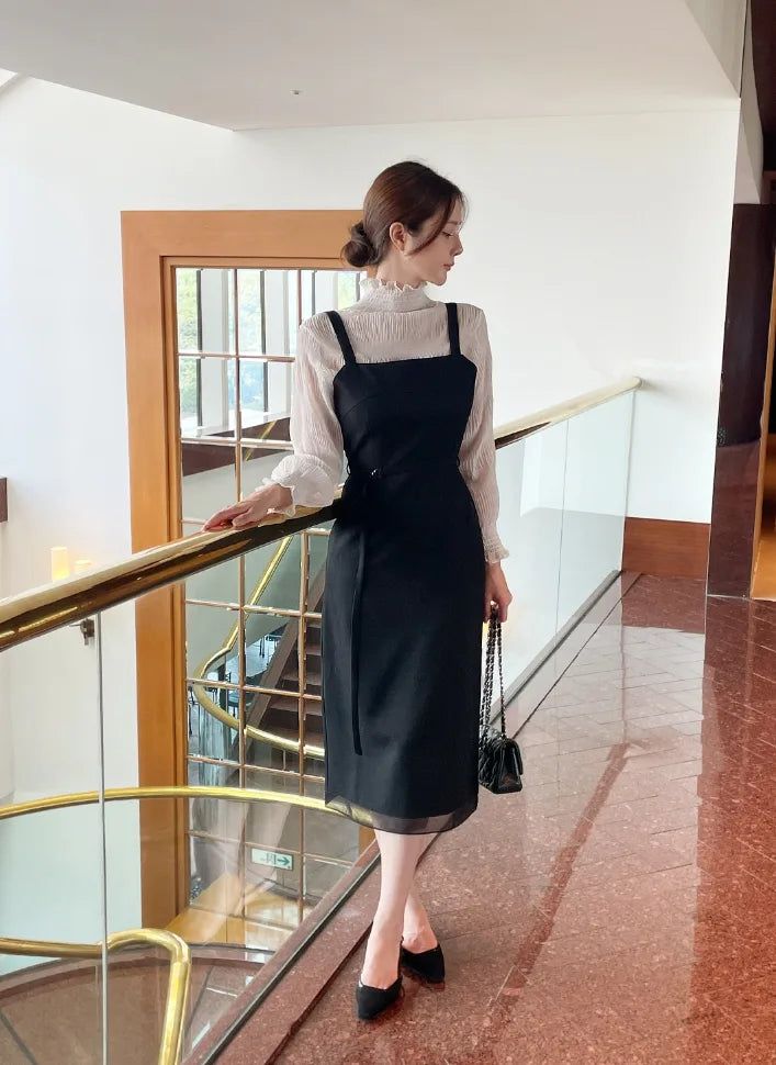 iam mari（アイアム マリ）の「Etvel Color Matching Chiffon H-Line Bustier One Piece (Belt Set)（Dresses）」