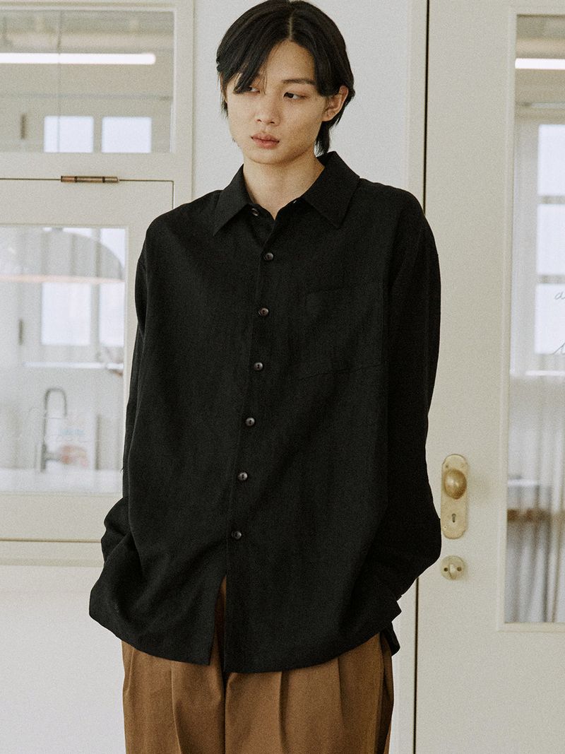 malen（マレン）の「unisex linen patch shirts black（Tops）」
