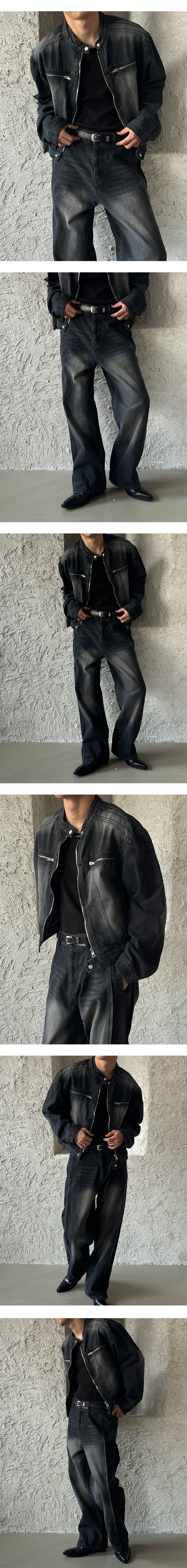  [S/F] Crop biker denim jacket(2color)