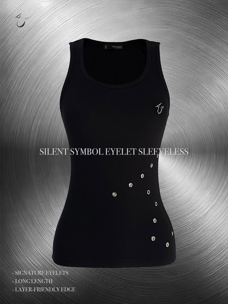 URBAN UNIQUE（アーバンユニーク）の「silent symbol eyelet sleeveless (black)（Tops）」