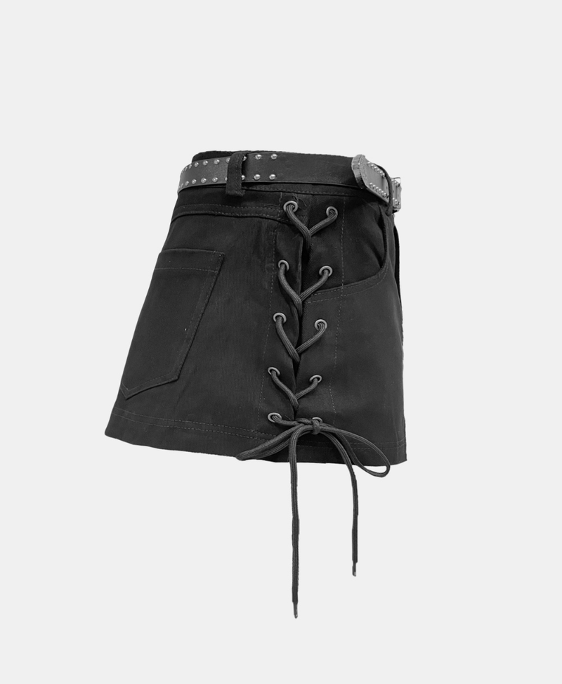 Luna Lace-Up Belt Skirt