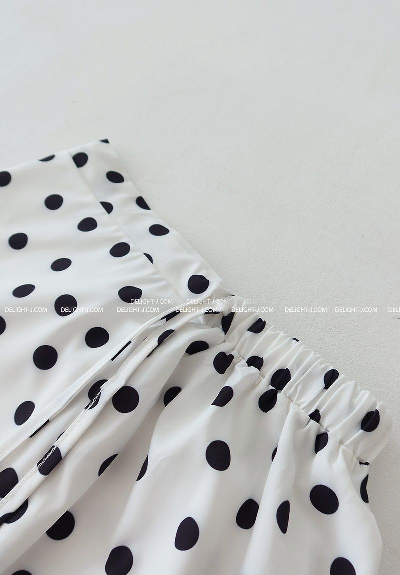 Dot Polka Dot Back Banding Midi Skirt