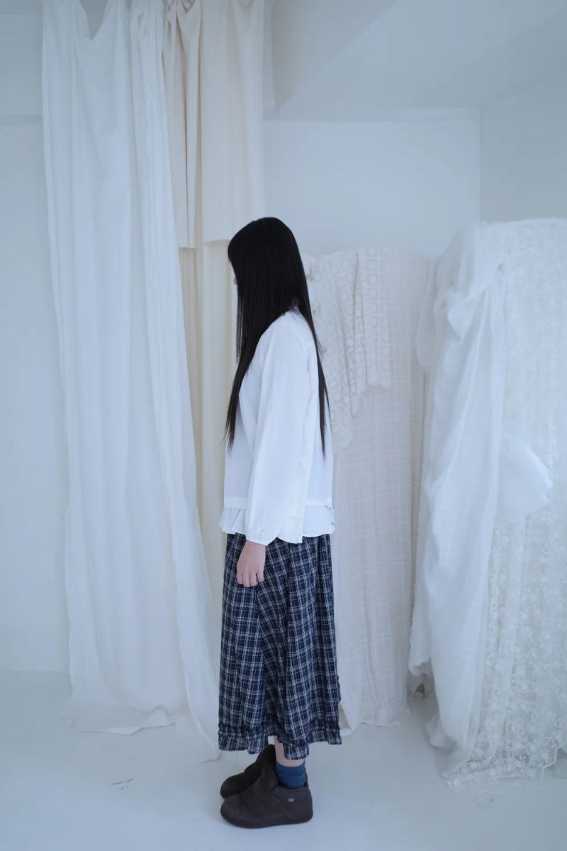 ロイヴィンテージフリルチェックロングスカート