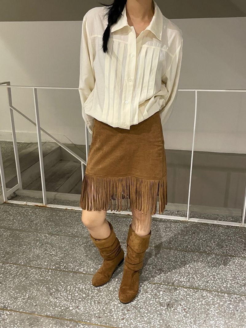 Lumiere string pintuck blouse