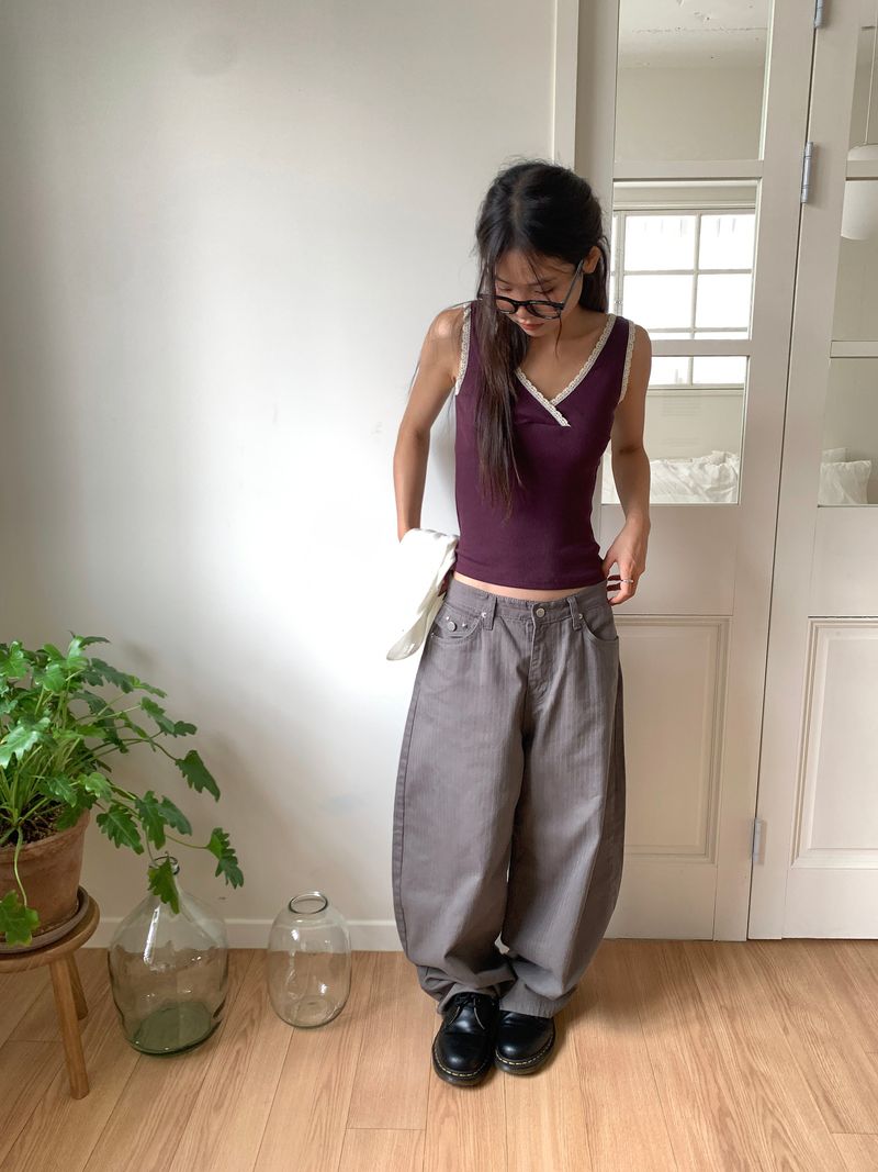 TWILL BACK POCKET STUD PANTS (3C)
