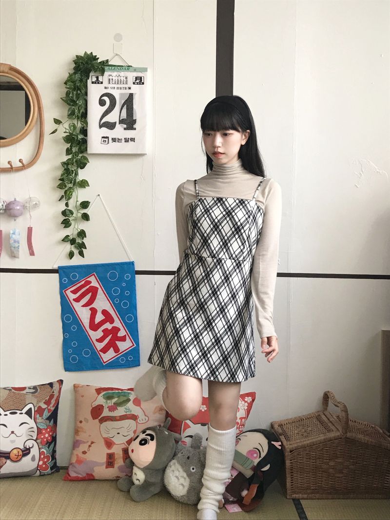 Layered romantic checkered bustier dress