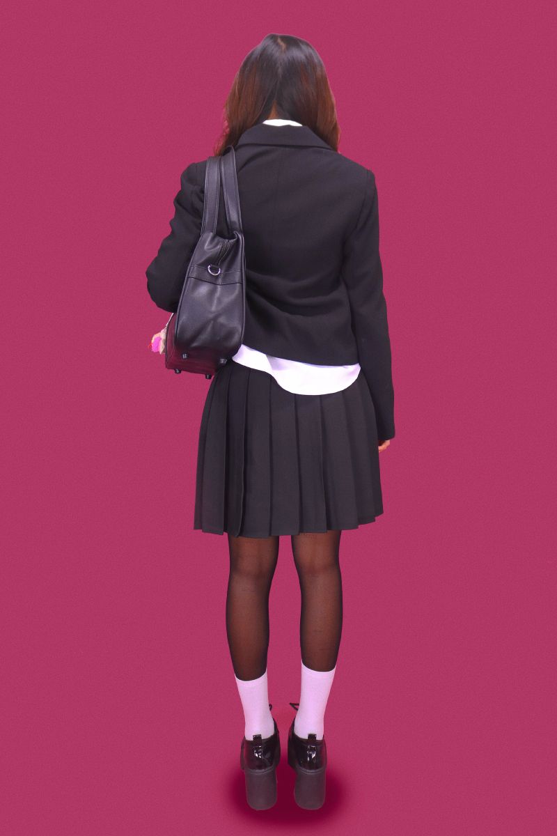leather square school bag