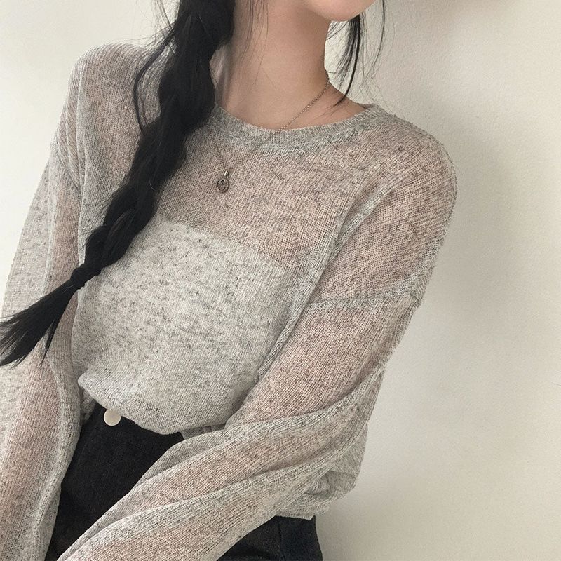 [Bellide made] See-through Bookle Linen Summer Knit T-shirt