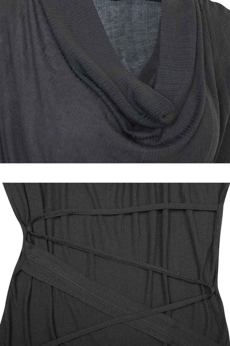LILY COWL RIBBON TOP charcoal