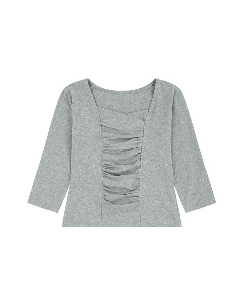 aldiyouu（アルディユー）の「Sqare neked baby tee - Gray（Tops）」