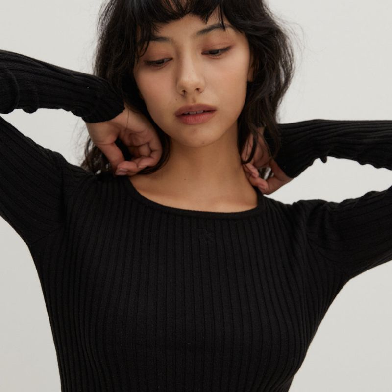 Square Neck Sweater Black