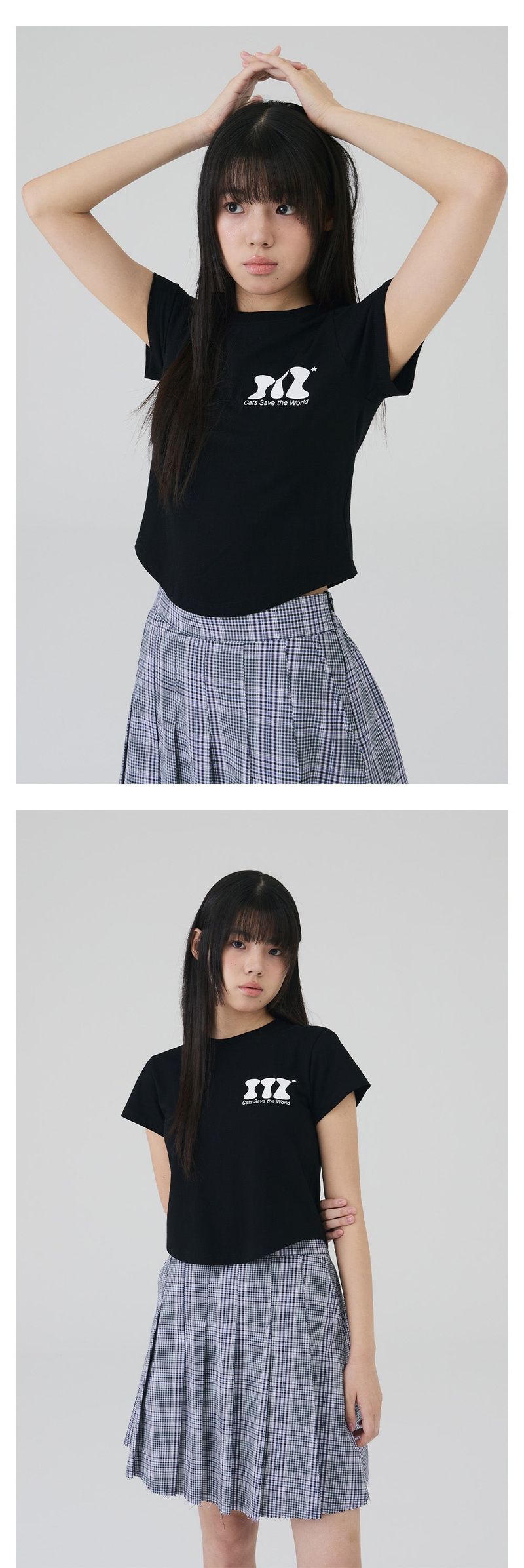 ITZ MINI LOGO CROP T SHIRT - BLACK