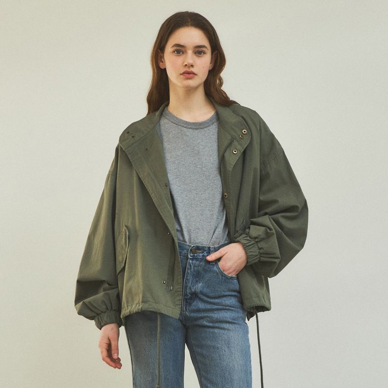 90s Classic Fishtail Short Bomber Jacket_Khaki