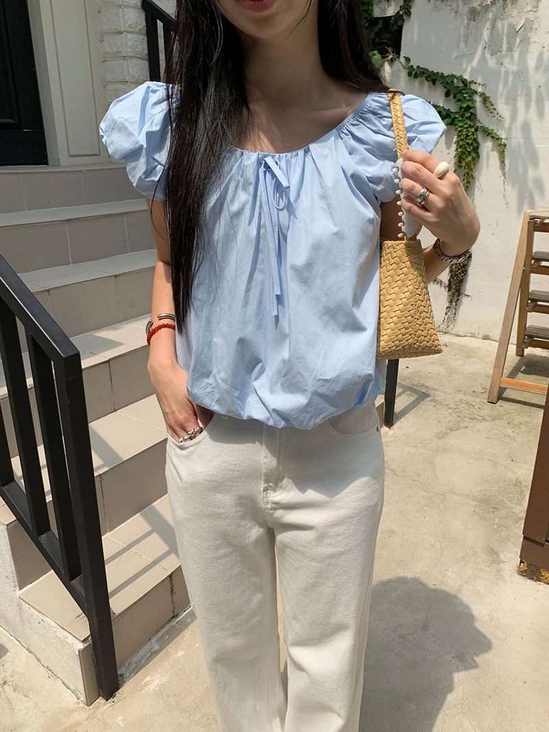 [MADE] Weare Ribbon Puff Blouse