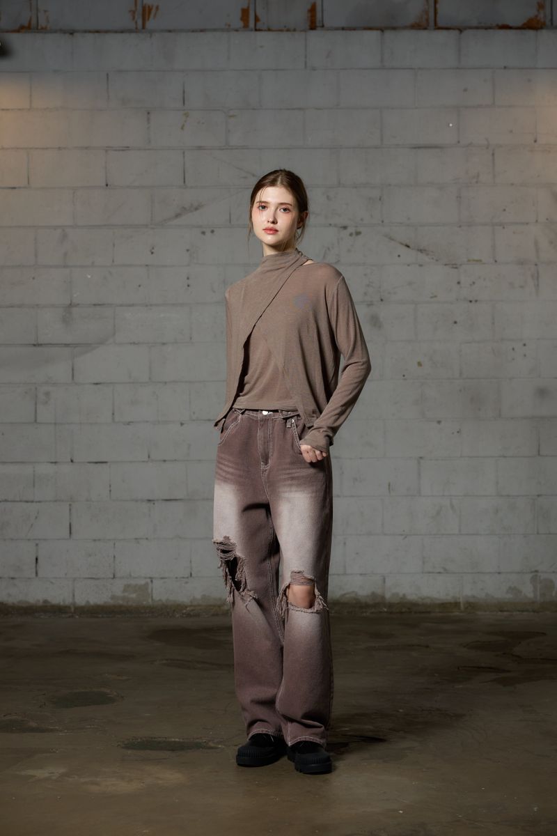 LOTUS DENIM PANTS / DARK BROWN