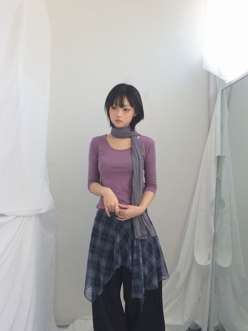 Misty Checkered Layered Skirt
